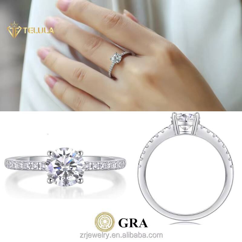 5ct Moissanite Rings Round Cut Jewelry Wholesale Gra Certified Vvs Engagement Wedding Moissanite Ring
