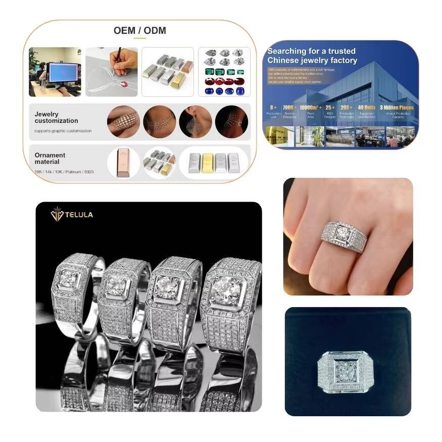 Punk 3ct VVS Moissanite Ring S925 Sterling Silver Moissanite Ring GRA Certified Men Moissanite Rings