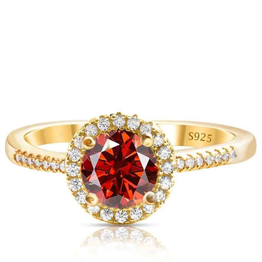 1 Ct Moissanite Ring For Women Solid 925 Silver 18k gold yellow Plated Luxury Wedding Female Jewelry With Certificate Gift 043