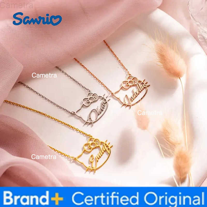 Sanrio Personalized Name Necklace Custom Cute cat Pendant Stainless Steel Necklace Pet Cat Lovers Jewelry Birthday Gift for Her H251229