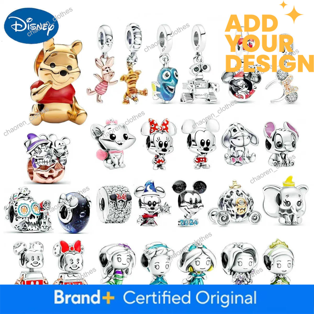 Disney custom 925 Silver DIY Beads Jewelry Charms Bracelet Mickey Minnie Princess Pumpkin Stitch Spiderman Marvel Twinkle Pandora Cute H251220