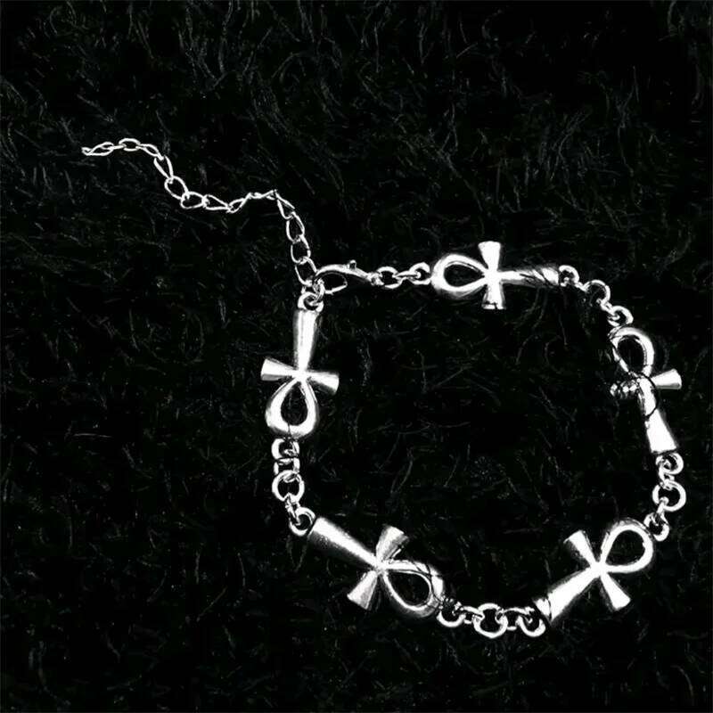Ankh vampire Gothic, Cross Bracelet, vampire, religious jewelry, Victorian cross link bracelet,Wicca,Charm jewelr 25H1229