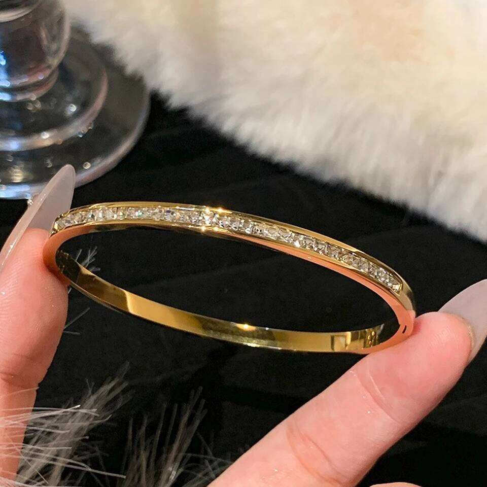 ZAKOL 5pcs/1pcs White Geometric Crystal Zircon Stainless Steel Stacked Bracelets For Women Christmas Birthday Jewelry Gifts