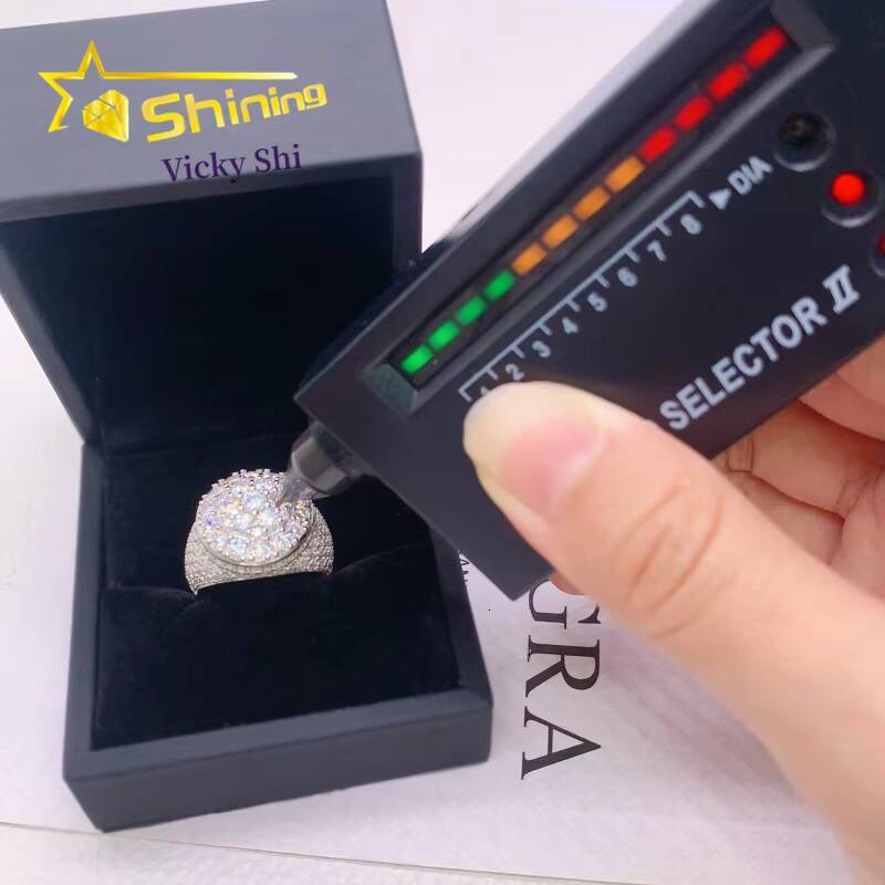 GRA Certificated Fine Men Rings Pass Diamond Tester Hip Hop 925 Sterling Silver Iced Out Moissanite Diamond Ring