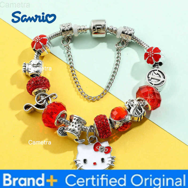 Sanrio Fashion Bracelet Beads for Christmas Cartoon Character Hello Kitty Bowknot Anime Crystal Jewelry Accessories Gift H251229