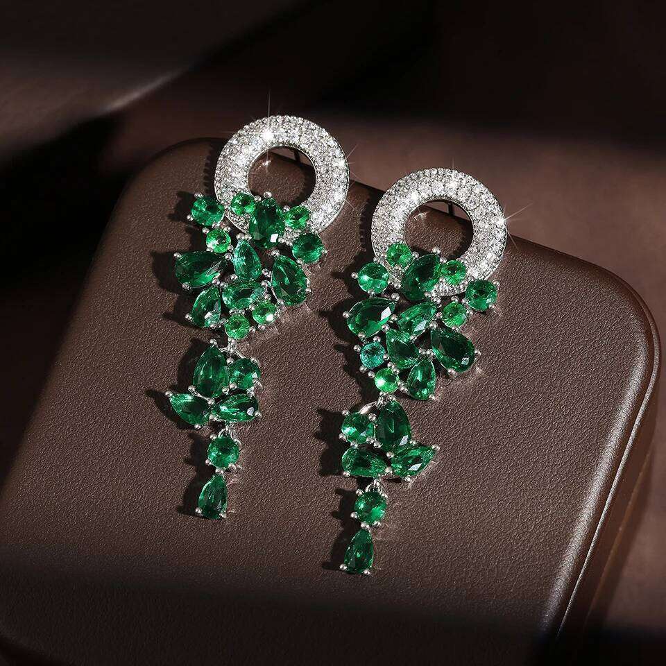 ZAKOL Vintage Sparkling Zircon Flower Dangle Earrings for Women Luxury Crystal CZ Bridal Long Earring Engagement Jewelry Gift