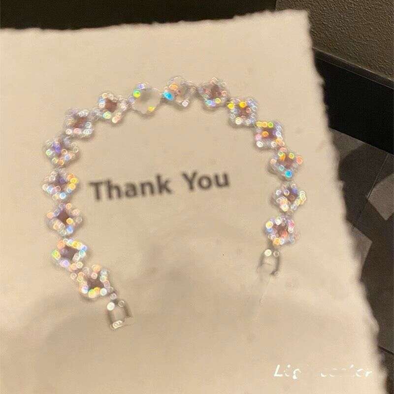 Bracelet For Women 2026 Luxurious Pink Clover Zircon Bracelet, Spring Summer Korean Style New High Value Brightening Trendy Gift Jewelry