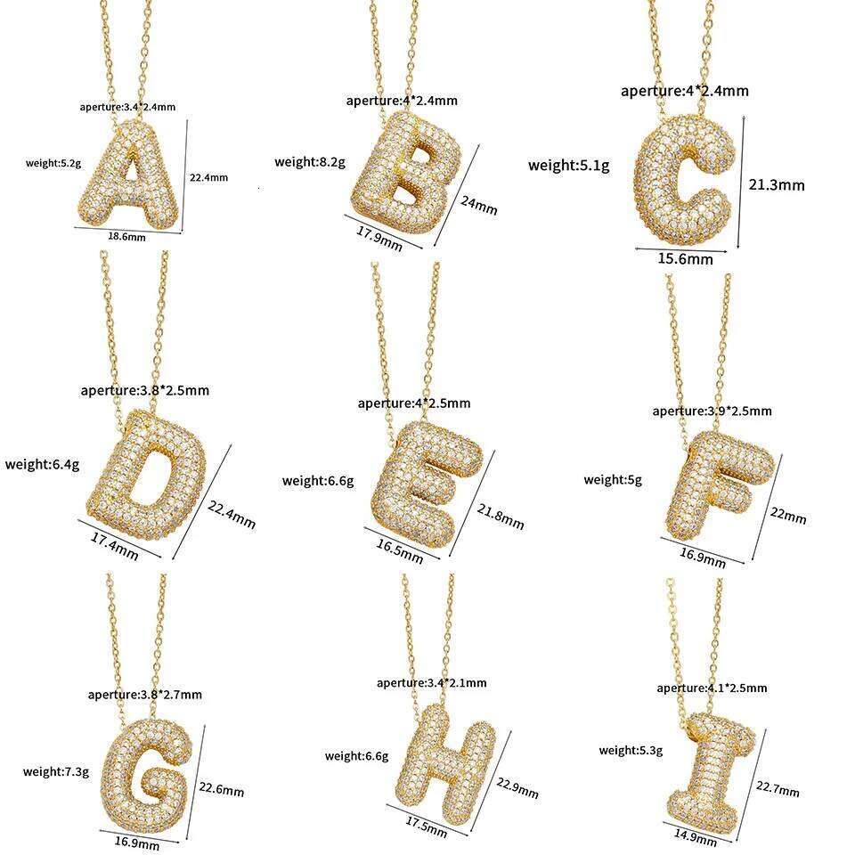 ZAKOL Chunky Cubic Zirconia Gold Plated Bubble Alphabet Letter Monogram Balloon Initial Necklace Women Gifts