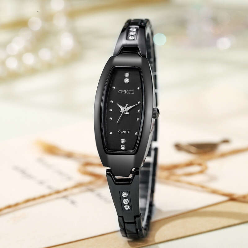 Burgundy Small Dial Design Oval Women's Watch Female Style Niche Compact Wristwatch