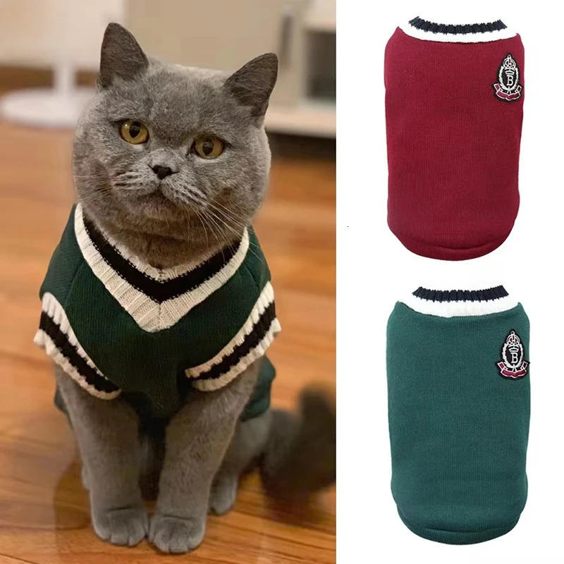Pet Cat Solid Costume Autumn Winter Christmas Sweater For Small Dogs Kitten Pullover Puppy Vest Clothes Kitty Jacket Outfits 251219