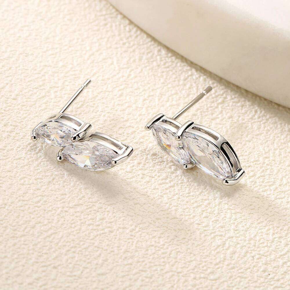 ZAKOL Simple Minimalist Ear Jewelry Accessories Shiny Clear Marquise Zirconia Stud Earrings for Women Girls