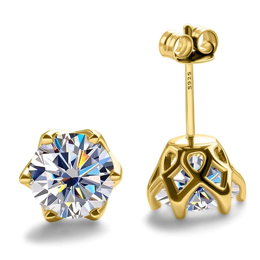 1-2 Carat D Color Moissanite Earrings For Women 100%925 Sterling Silver Ear Studs Fashionable and Brilliant a4e