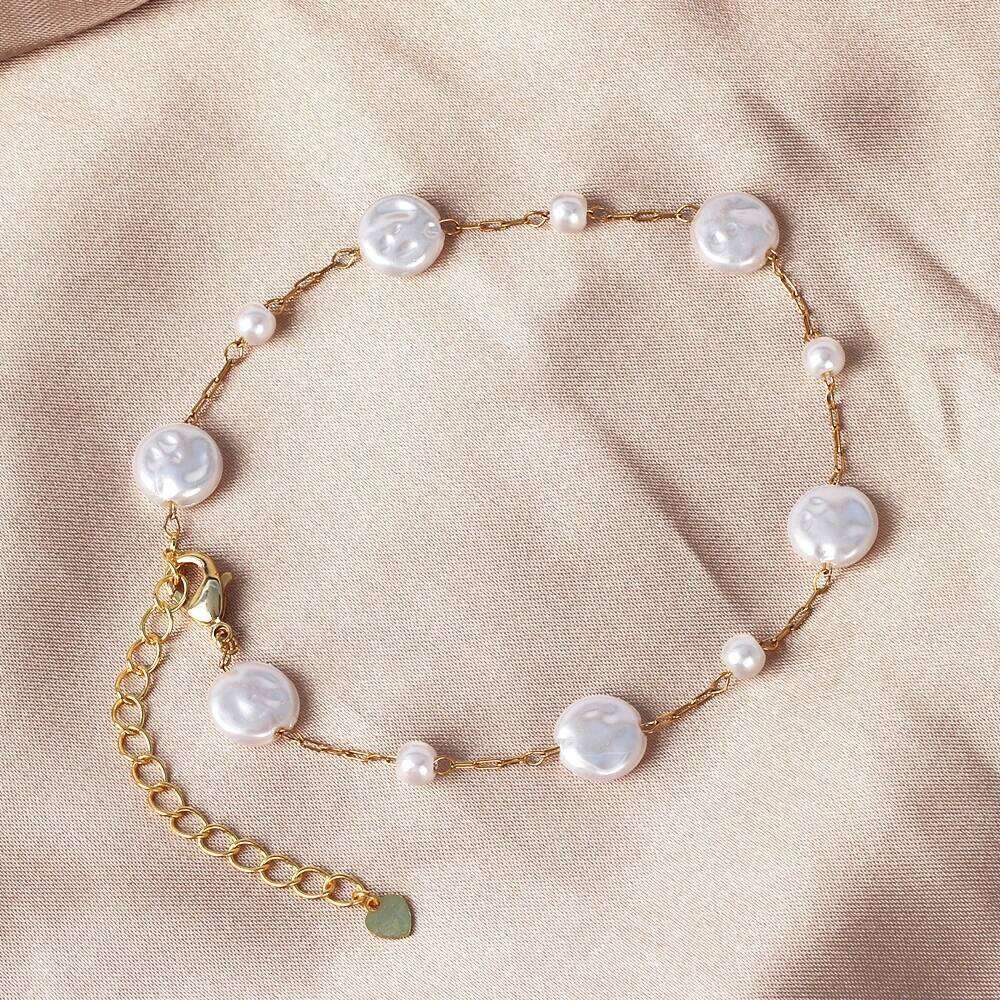 Korean White Pearl Chain Bracelets For Women Girls Elegant Stainless Steel Link Hand Charm Bracelet Jewelry Wedding Gifts 25H1229