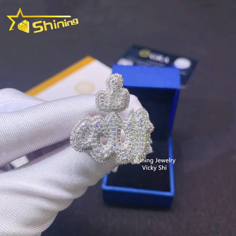 Shining New Style Rapper Hip Hop Jewelry Rings Iced Out 925 Silver Moissanite Men Ring Pass Diamond Tester