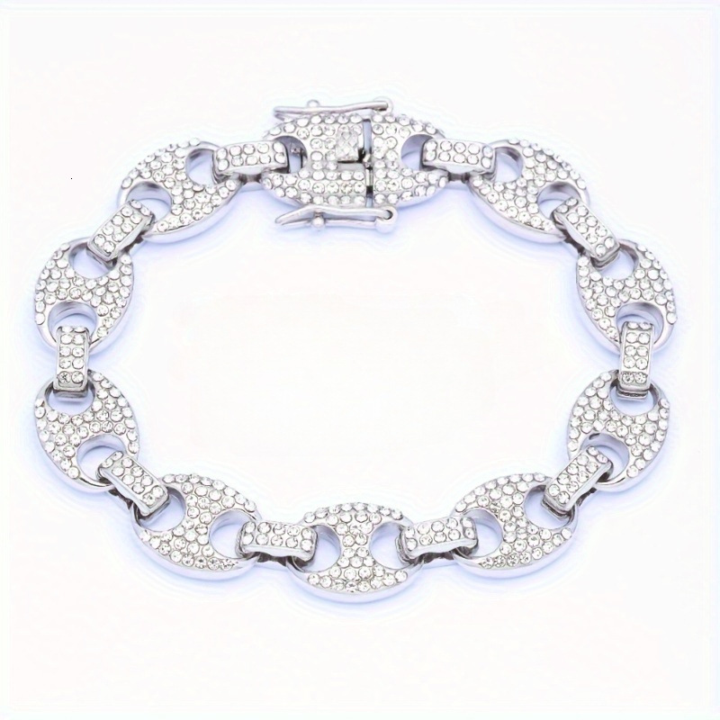Luxury Brand Designer Jewelry E-Commerce Hot Selling European And American Fashion Hip-Hop Jewelry Coffee Bean Cuban Chain Full Diamond Personality Re