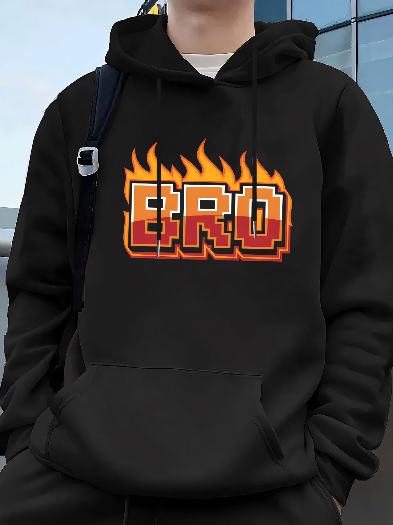 Men's Streetwear Hooded with Kangaroo Pocket & Drawstring Hood Casual Pullover, Machine Washable - Comfortable Hoodie for Men