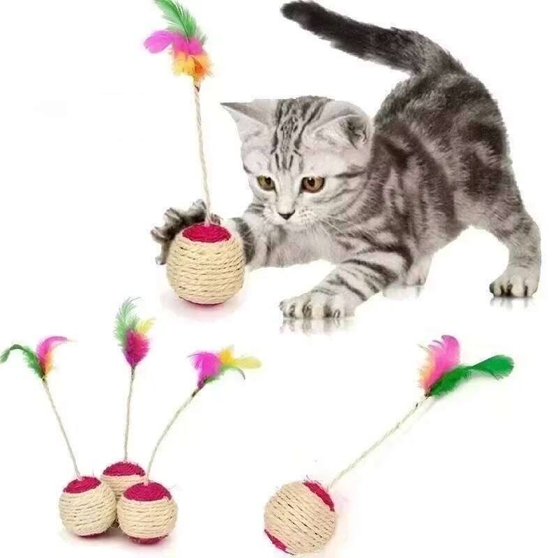 1Pc Sisal Scratching Ball Training for Kitten Pet Supplies Feather Toy Cat Toys Interactive