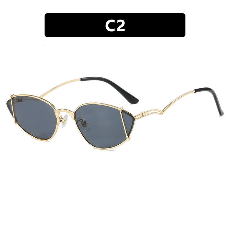 Metal Hollow Cat Eye Xiaohongshu Internet Celebrity Same Style Sunglasses Women Y2K Concave Shape for Photos