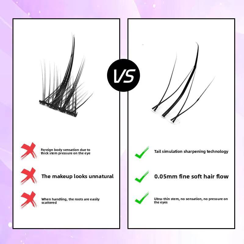 Lazy Little Flame Single Cluster Segmented Lower Eyelashes Natural Baby-Like Transparent Stem No-Makeup Full Strip Eyelashes