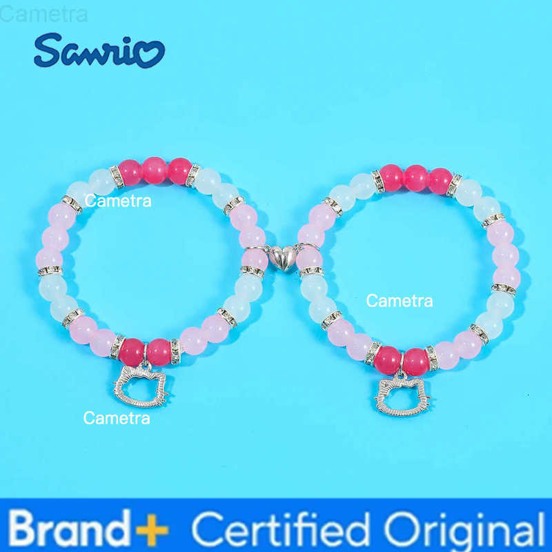 Sanrio 2pc Hello Kitty Matching Pink Heart Beaded Couple Accessories Kawaii Magnetic BFF Set Valentines Day Gifts H251229