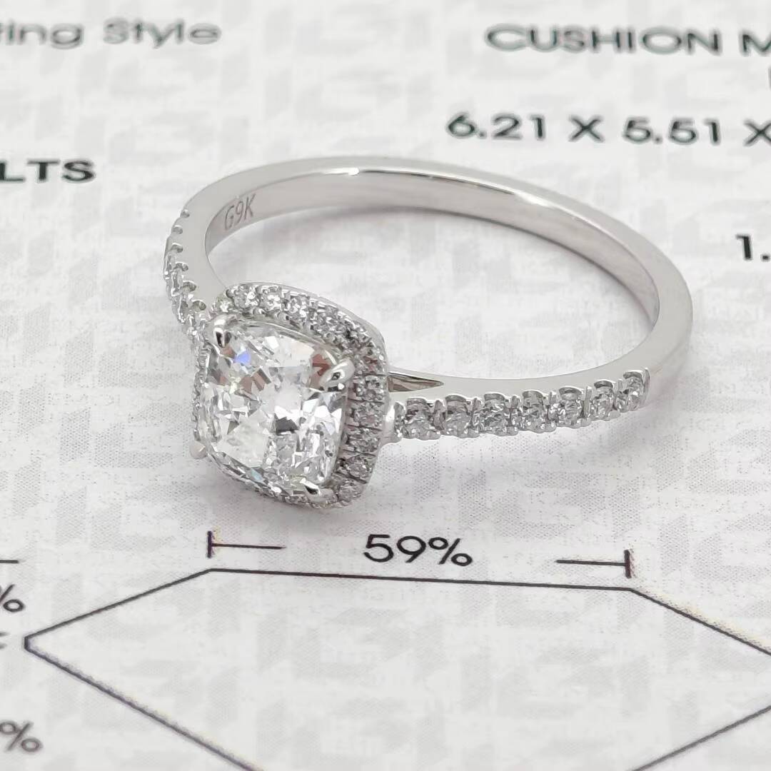 Premium 9K Solid Gold Lab Created Diamond Ring Engagement Radiant Cut1 Ct Wedding Jewelry IGI Certified Lab Diamond Ring