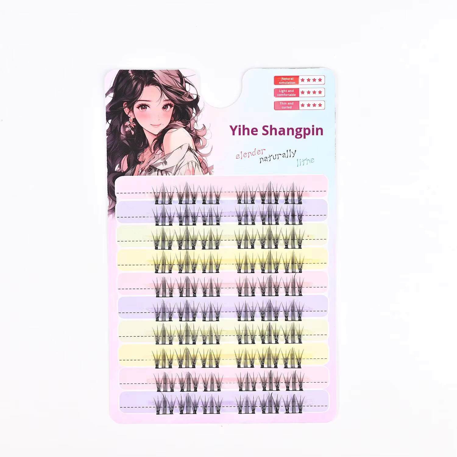Large-Capacity 10 Rows Single-Cluster False Eyelashes Light Comfortable Simulated Self-Dense Full Strip Model Box Multiple