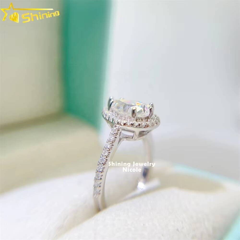 New Arrivals Bling Fine Jewelry 18K 925 Silver VVS Moissanite Pear Shape Engagement Ring