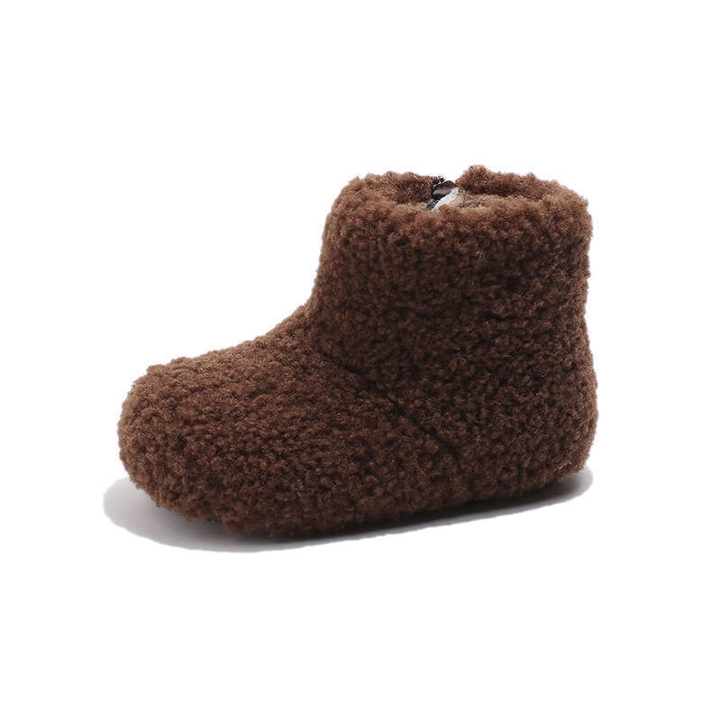 INS Cute Furry Short 2025 Autumn Winter New Korean Style Girls' Fleece-Lined Snow Boys' Warm Cotton Boots