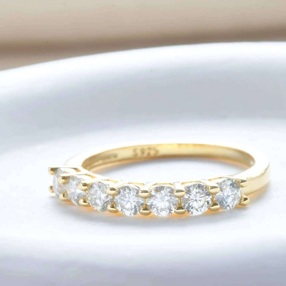 Moissanite Ring 925 Sterling Silver ring with White Gold Plated Full Diamond Eternity Band Engagement Wedding Rings for Women b43