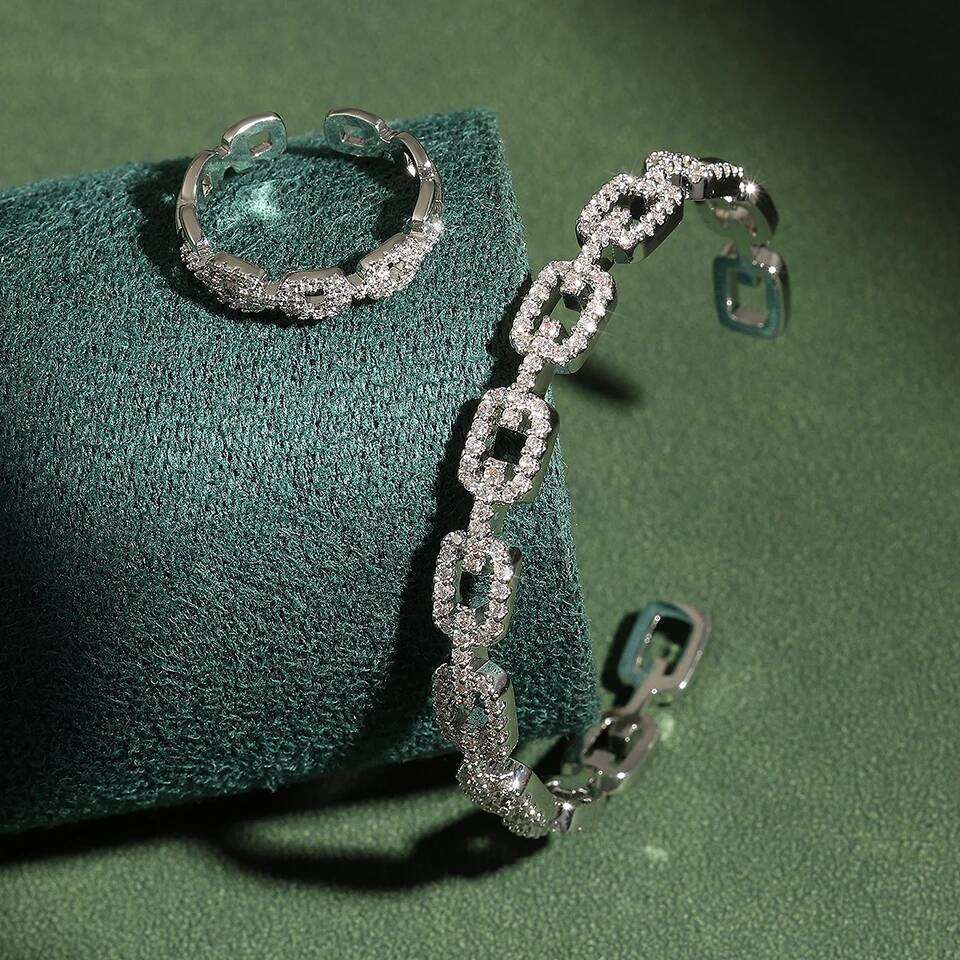 ZAKOL New Geometric Buling AAA Zirconia Ring Bangle for Women Shiny Crystal Luxury Charms Silver Color Wedding Jewelry Set