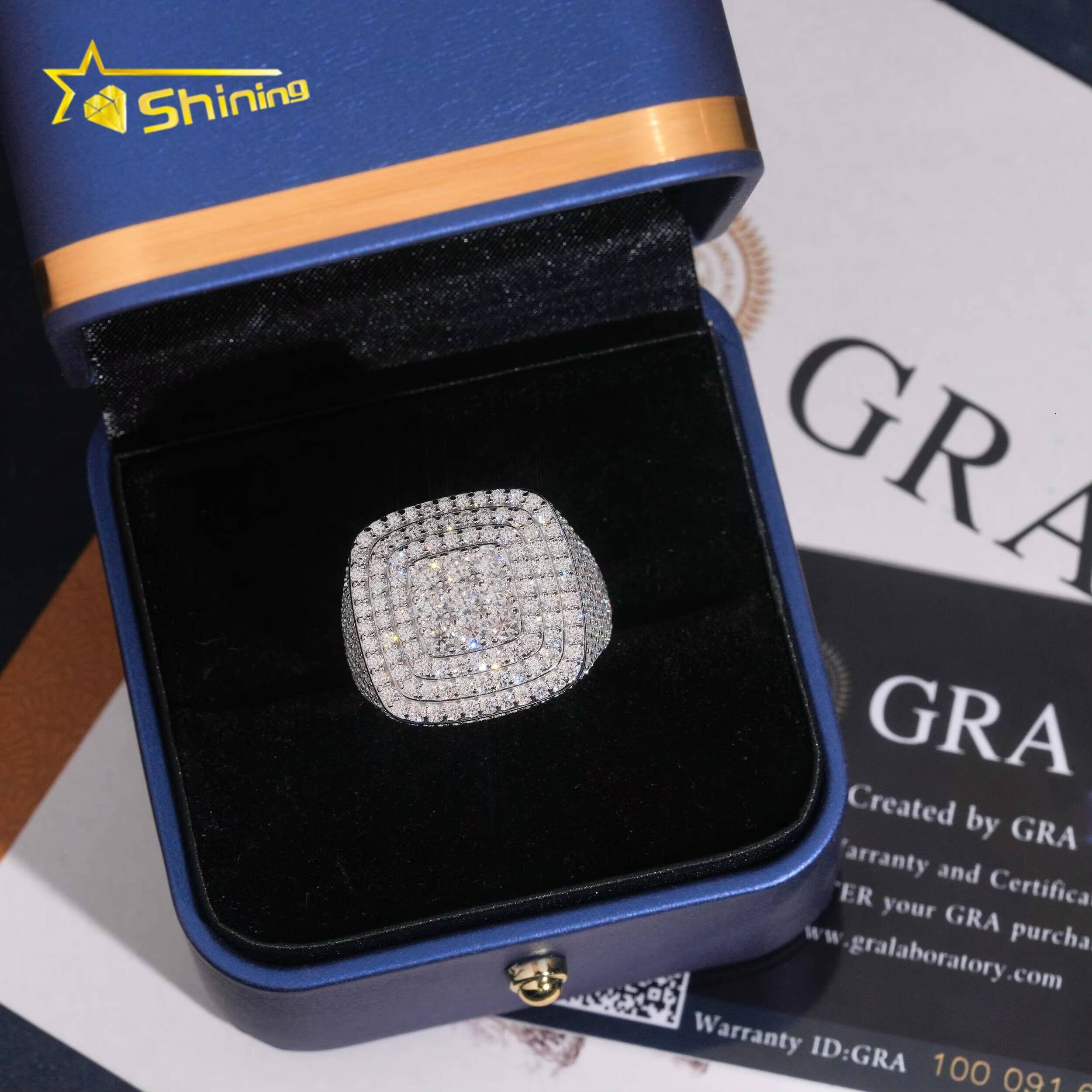R9953 Pass Diamond Tester Fine Jewelry 925 Silver Men Hip Hop Iced Out VVS Diamond Moissanite Rings