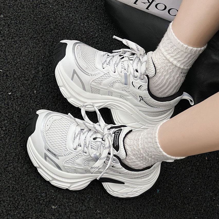 2025 Designer Fashion New Multi functional Round Head Soft Bottom Height Raising Comfortable Women's Casual Sports Shoes