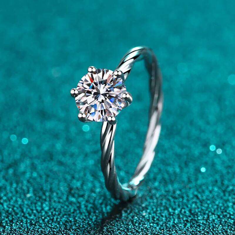 6.5mm 1carat moissanite ring for charm lady Wedding Promise Solitaire Band GRA Certified S925 Sterling Silver finger Ring 014