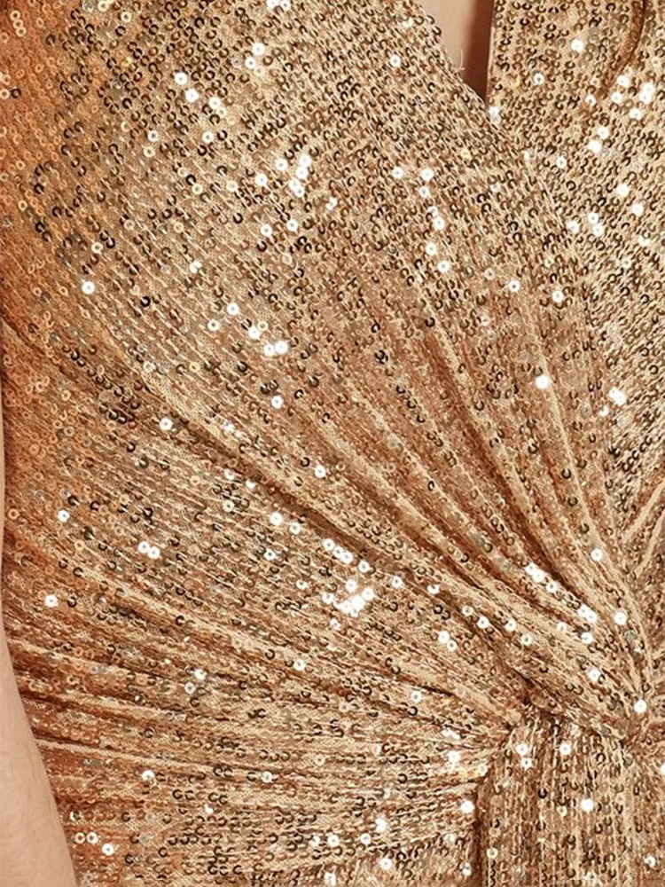 Floor Length V-Neck Evening Dresses Elegant Slit Party Women 2025 Wedding Sequins Formal Cocktail Prom Gowns 251219