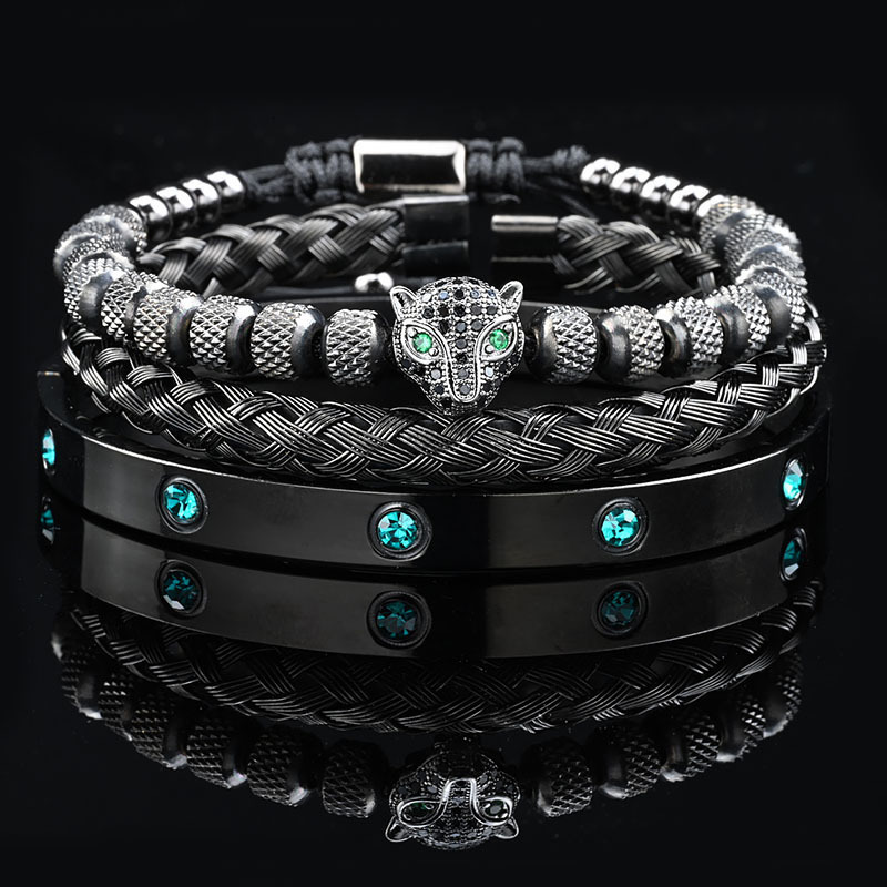 Luxury Brand Designer Jewelry European And American Pineapple Bead Leopard Head Zircon Braided Bracelet Twist Bracelet Roman Text Diamond Bracelet Set