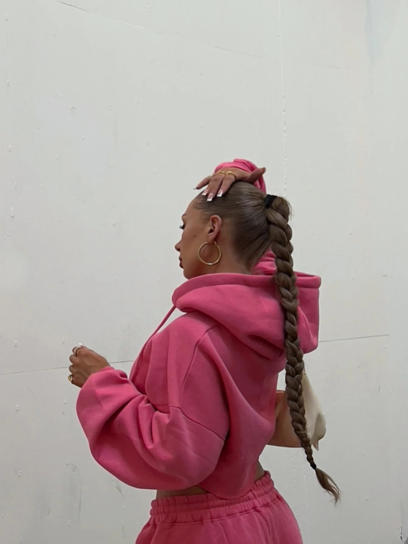 Women Hooded Zip-up Cropped Sweatshirt and Long Pants 2 Piece Sets 2025 Autumn Casual Hoodies Sweatpants Suit Tracksuits 251224