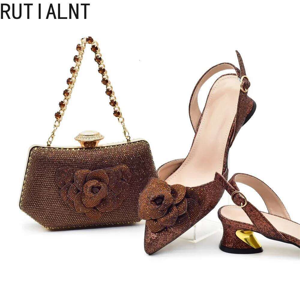 Fashion Shoe Nigeria Party Italy Italian And Bag Set For Rhinestone Pumps Women Shoes Luxury
