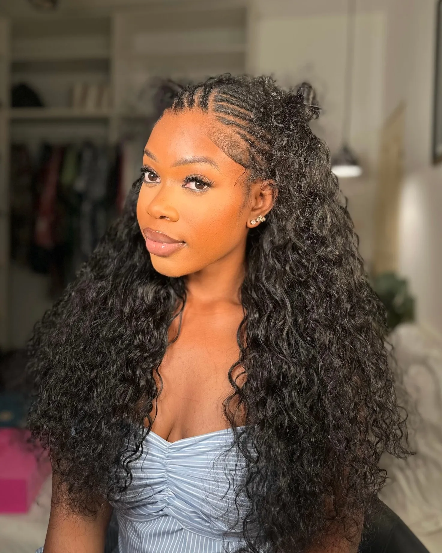 12A Water Wave Half Wigs raw Human Hair 200% Density Brazilian Wear Go Wigs Deep Curly 3 In 1 Half Wigs Drawstring Seamless Flip Wig france uk girl ha