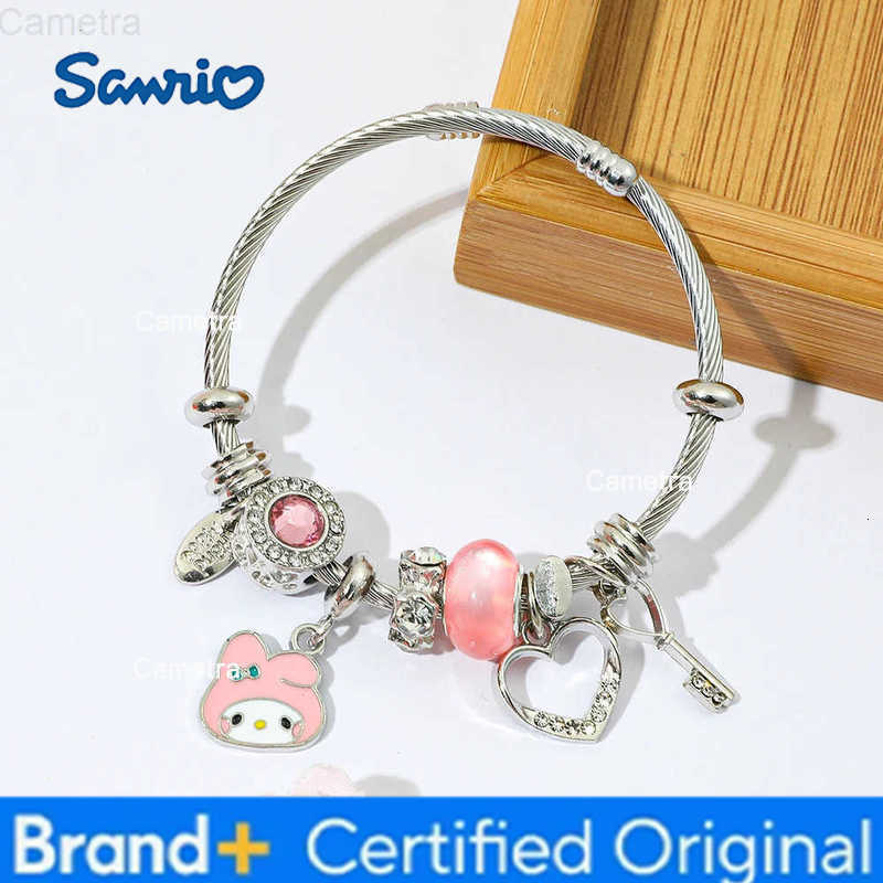 Sanrio Kawaii Cartoon Hello Kitty My Melody Pendant Rhinestone Zircon Bead Bracelet for Girls Jewelry Party Gift H251229