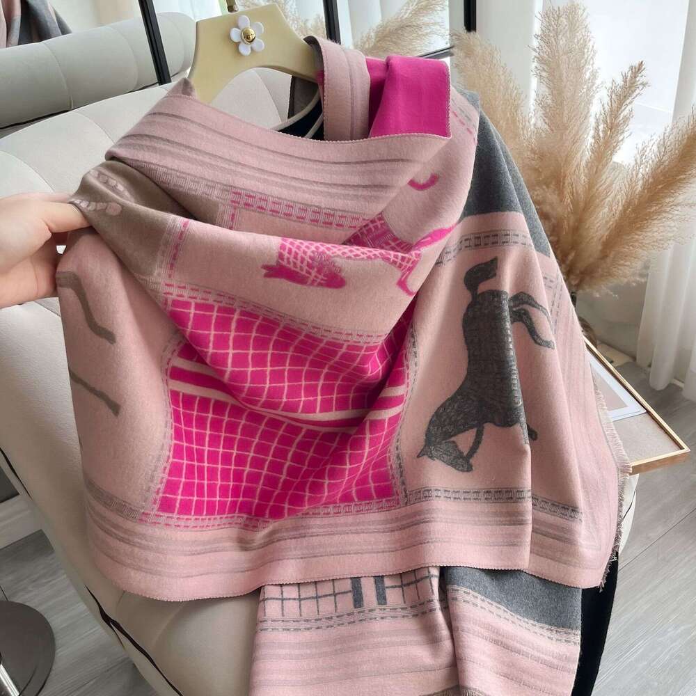 New Imitation Cashmere Scarf For Women, High-End Feel, Winter Warmth, Thickened Air Conditioning Shawl, Long Carriage Wool Shawl