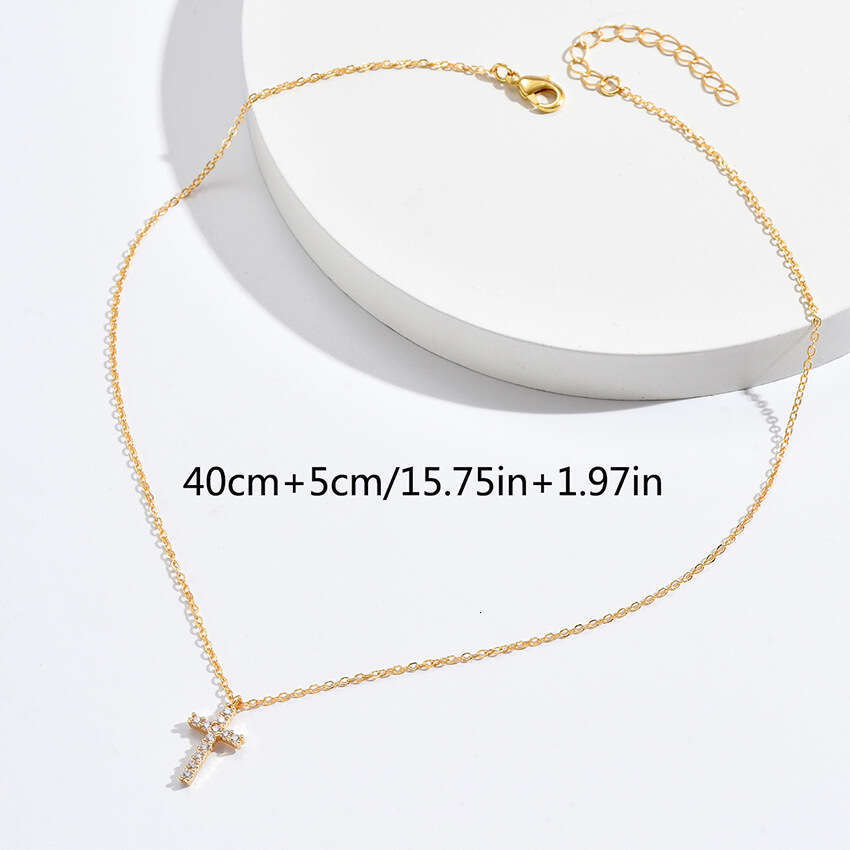 Cross Pendant Necklace Designer Necklace Diamond-Studded Necklace Light Luxury Versatile Collarbone Chain