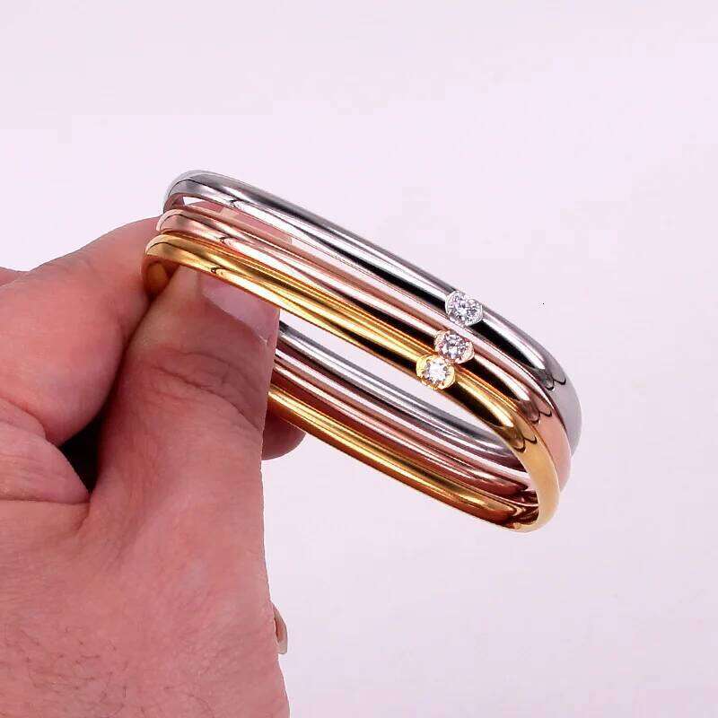 ZAKOL 1Pcs Slim Stainless Steel Square Bracelet With Single Zircon Decoration Minimalist Versatile Daily Wear Accessories