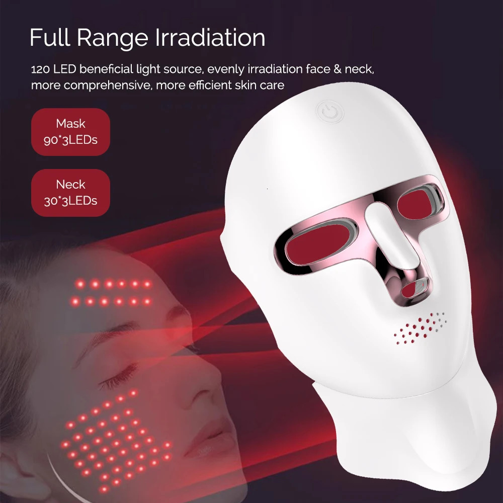 LED Face Mask with Neck Facial Radiofrequency Red Light Therapy For Skin Tightening Lifting Anti-aging Bio-Light Beauty Devices 251222