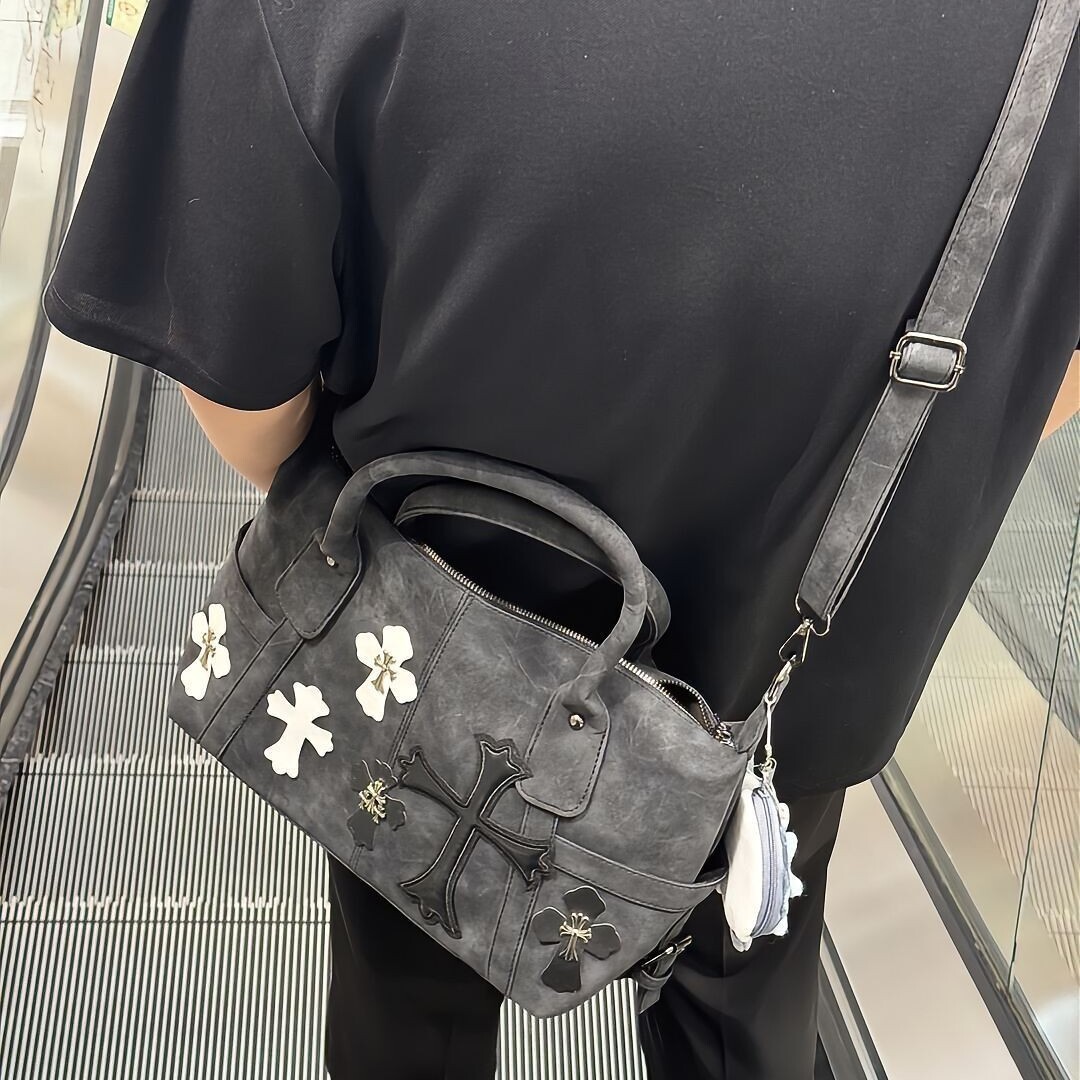 designer bag Black White Patchwork Travel Roman Metal Cross Shoulder Crossbody Bag