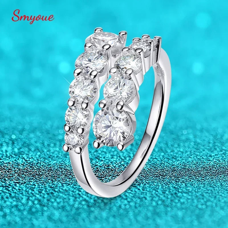 Smyoue 10 Gems Full Rings for Women Sparkling Lab Created Diamond Wedding Band S925 Sterling Silver Jewelry 251225