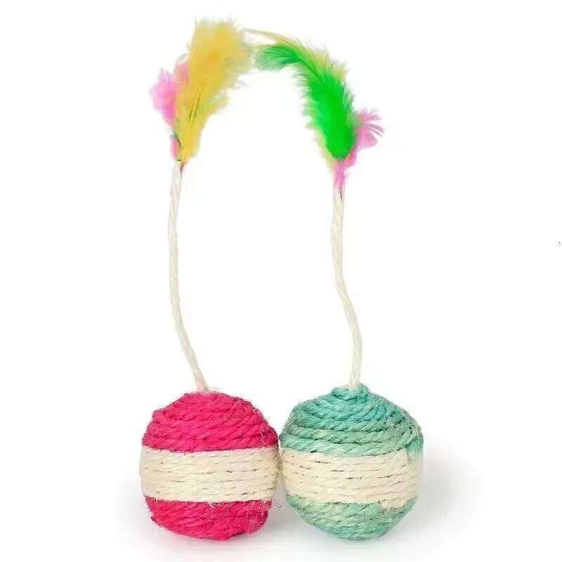 1Pc Sisal Scratching Ball Training for Kitten Pet Supplies Feather Toy Cat Toys Interactive