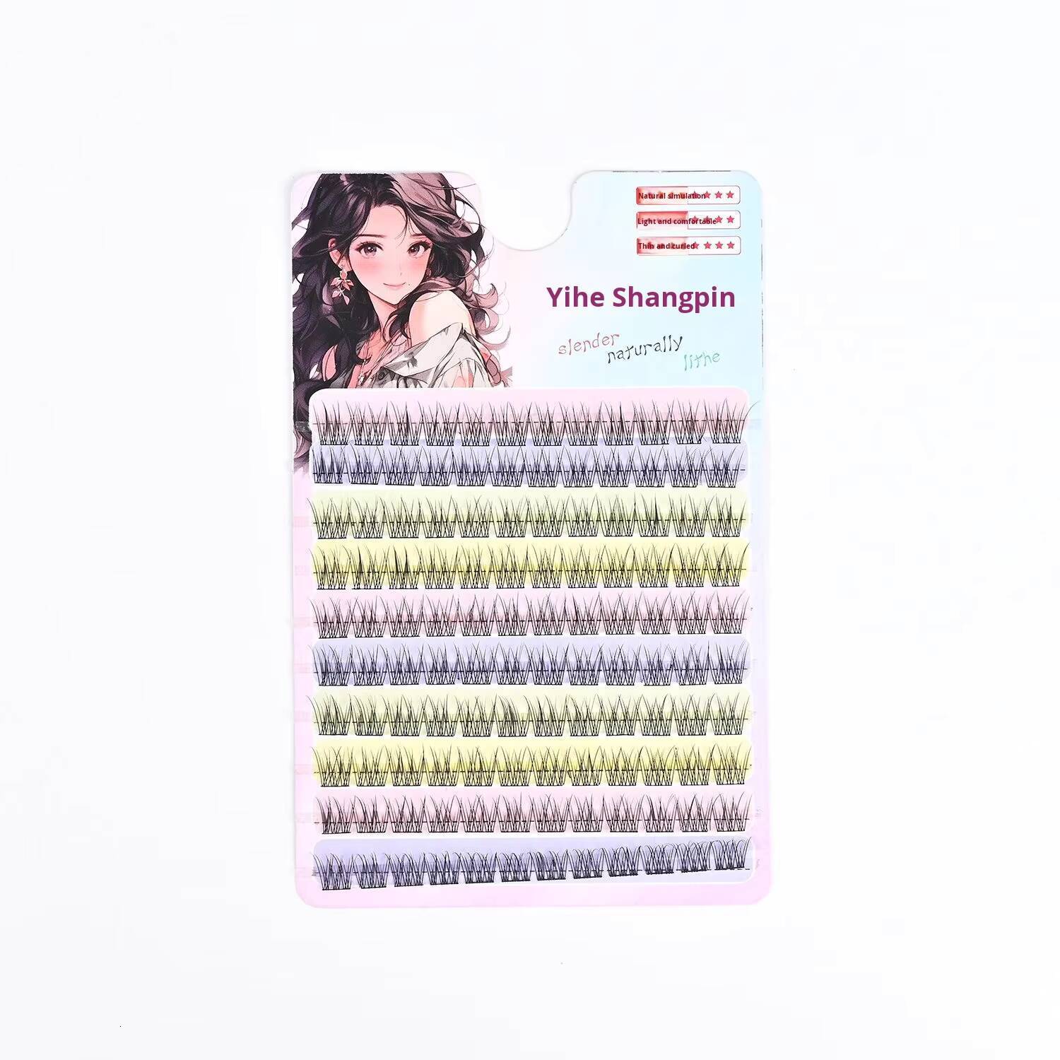 Large-Capacity 10 Rows Single-Cluster False Eyelashes Light Comfortable Simulated Self-Dense Full Strip Model Box Multiple