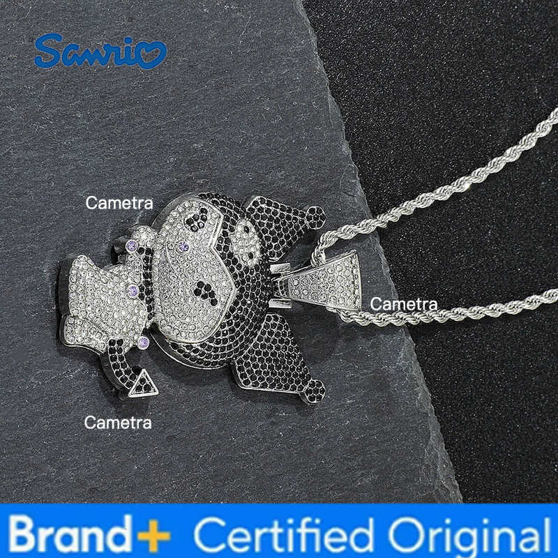Sanrio Kuromi Full Diamond Necklace - Black Crystal Rhinestone Pendant Kawaii Goth toys for Girls Women H251229