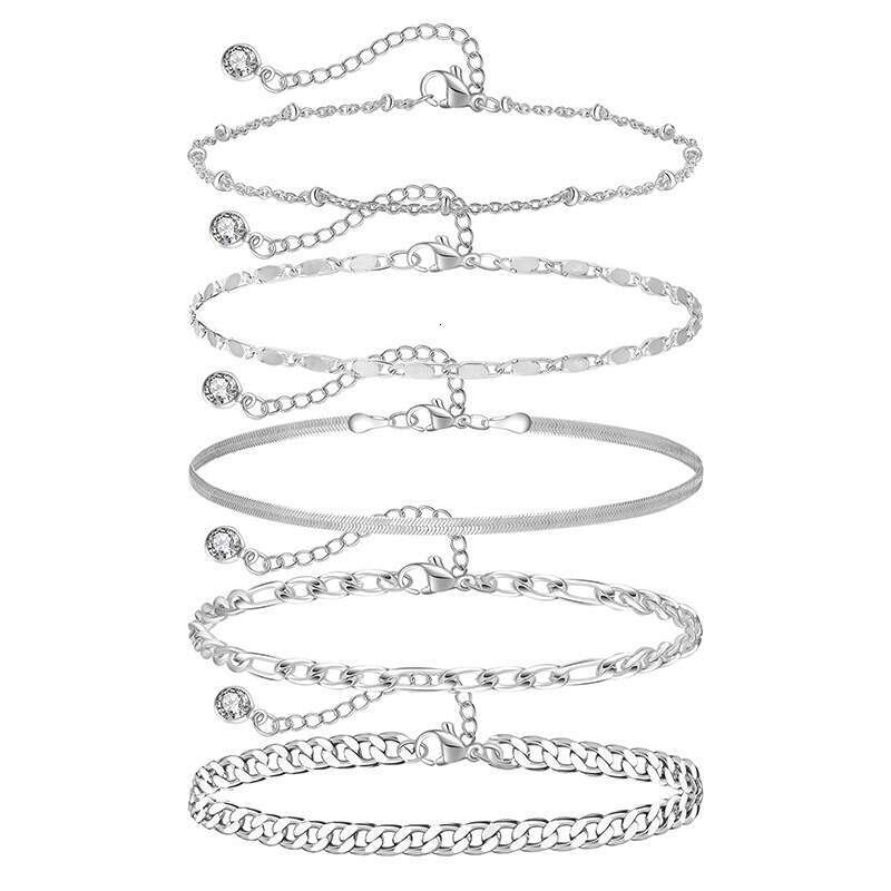 Foreign Trade Beautiful Women's Anklet Cuban Simple Personalized Jewelry Ankle Chain Holiday Gift