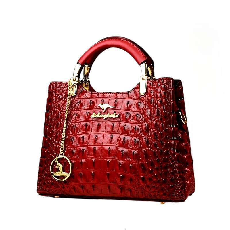 JINXIANGGUO Luxury Green Crocodile Embossed Handbag For Wo Elegant Shoulder Purse With Detachable Strap Golden Tone Hardware And Sophisticated Chain D